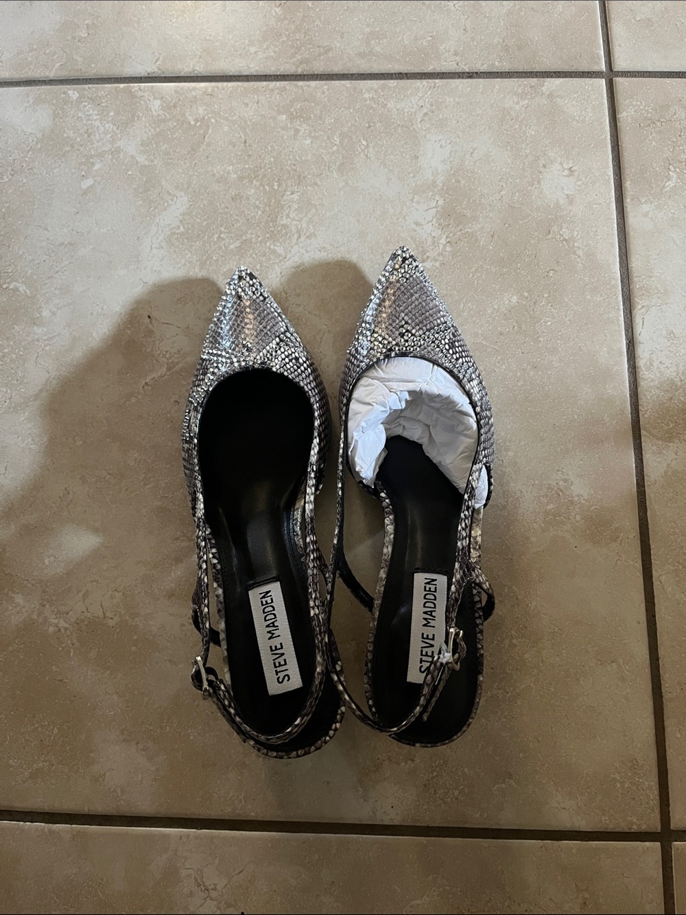 Steve Madden Silver Sparkle Pointed Slingback Flats